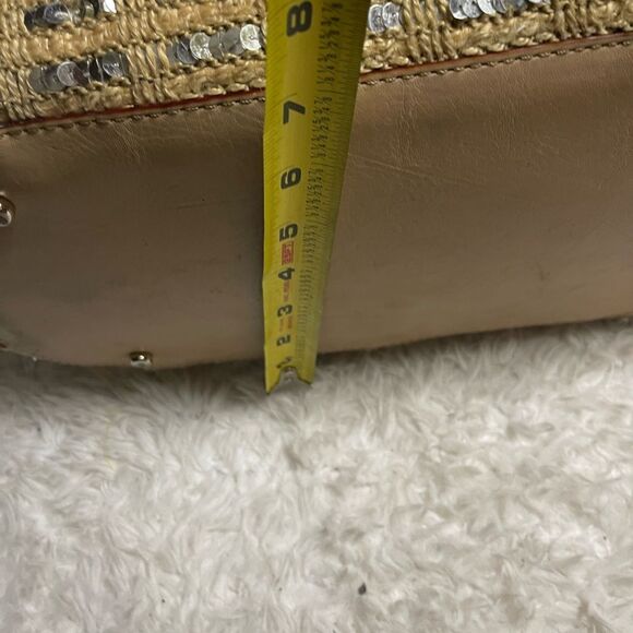 Kate Spade Jute and sequins Tan & Gold shoulder bag leather beige straps & trim - Picture 10 of 16